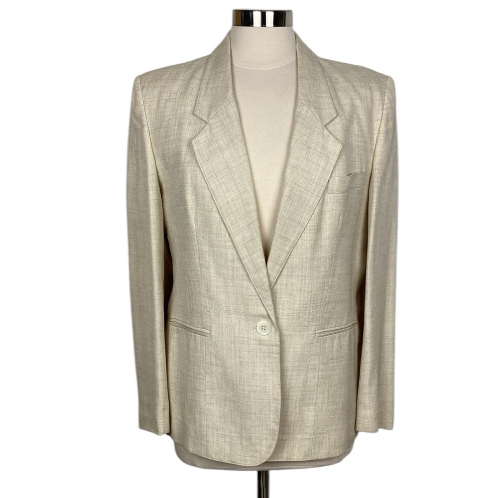 Evan Picone Cream Linen Classic Style Blazer